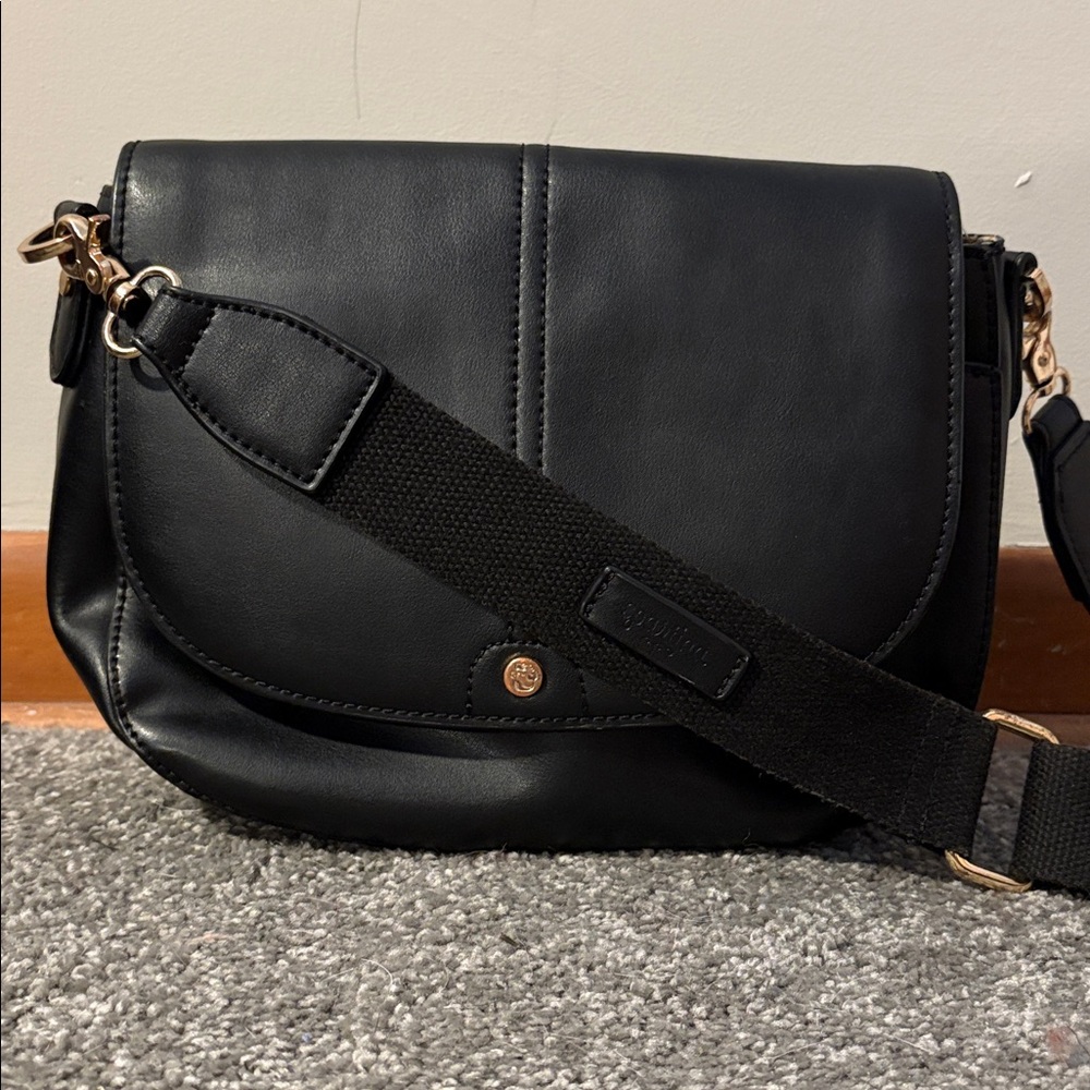 NWOT Spartina 449 Black Leather Crossbody Bag.